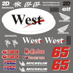 HONDA West Racing Kit déco Stickers - Planche Autocollants Honda 75