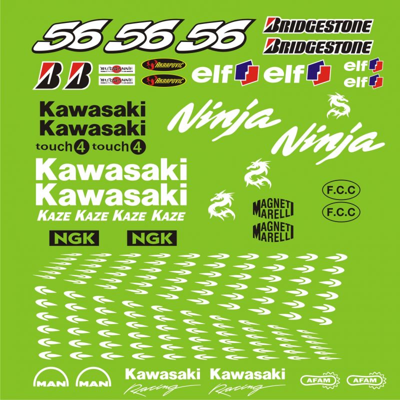 Kawasaki elf afam kaze man fcc ngk Stickers Planche Kawasaki 108