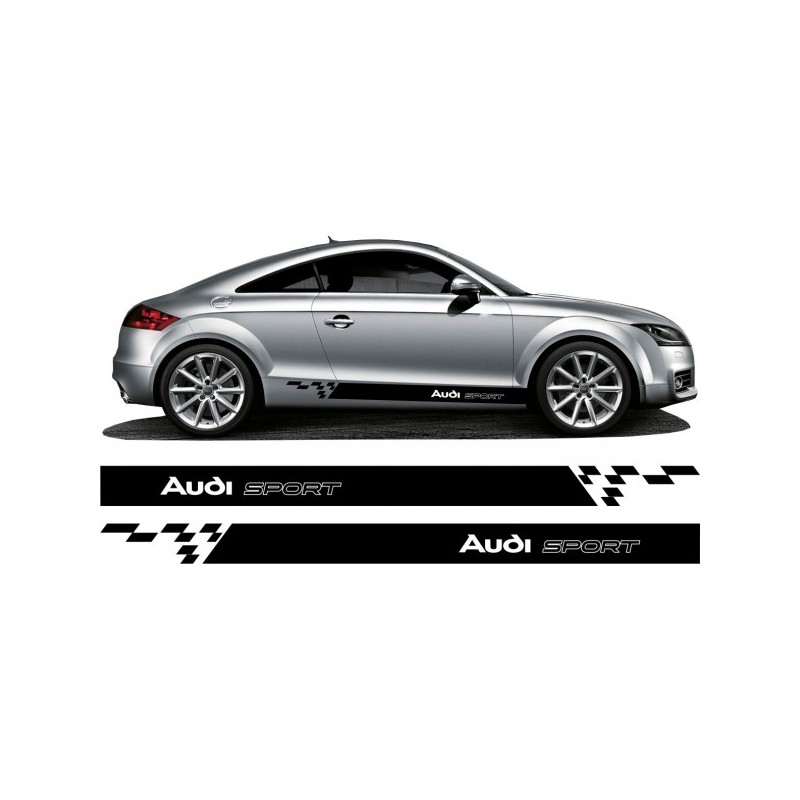 Kit 2 stickers bandes bas de caisse Audi Sport - 150 cm x 10 cm
