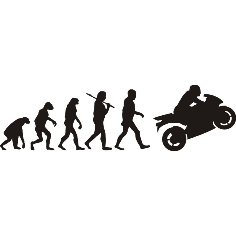 Évolution de l'homme et la moto sportive - Sticker autocollant