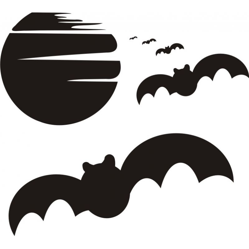 Chauve souris et lune - Sticker autocollant