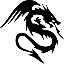 Black dragon tattoo - Sticker autocollant