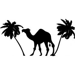 Chameau et palmiers - Sticker autocollant