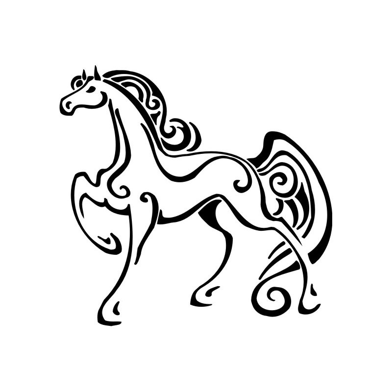 Cheval Line Art - Sticker autocollant