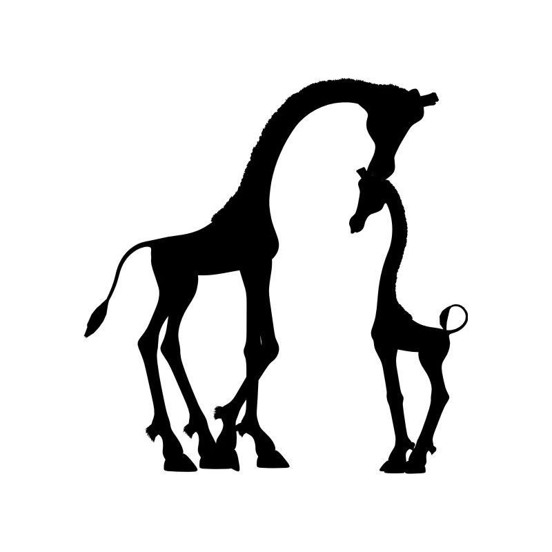 Bebe et maman girafe - Sticker autocollant
