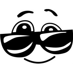 Dessin tete rigolote avec lunettes soleil - Sticker autocollant