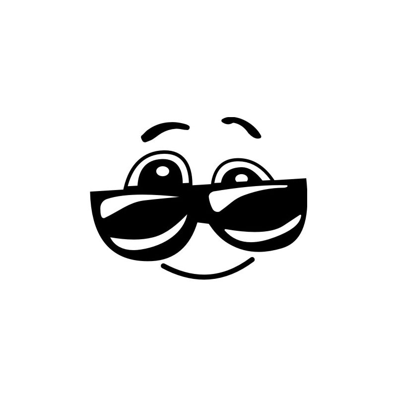 Dessin tete rigolote avec lunettes soleil - Sticker autocollant