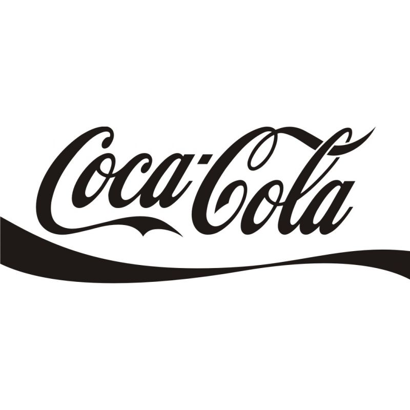 Lettrage Coca Cola adhésif découpé avec vague en dessous