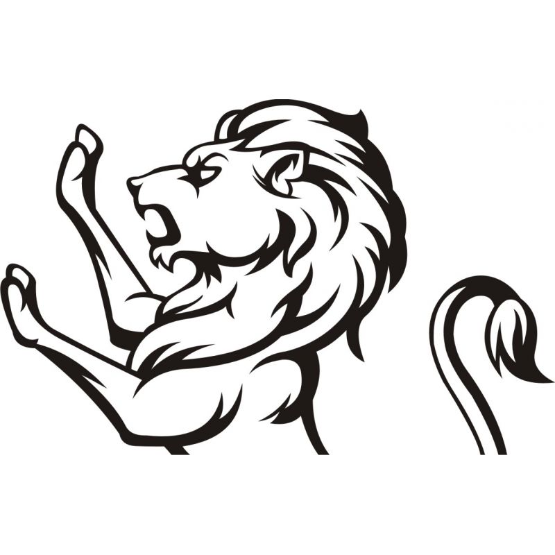 Autocollant tête de Lion debout - profil - Coloris et taille au choix