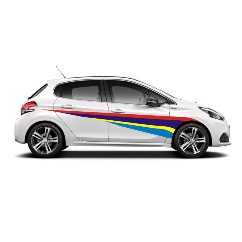 Kit déco adhésif pour les 2 côtés de voitures Peugeot (couleurs)