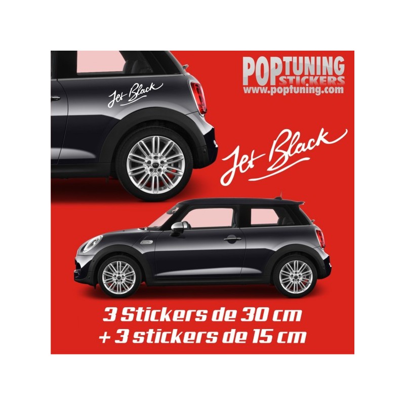Kit 6 stickers Austin mini Jet Black - Coloris au choix