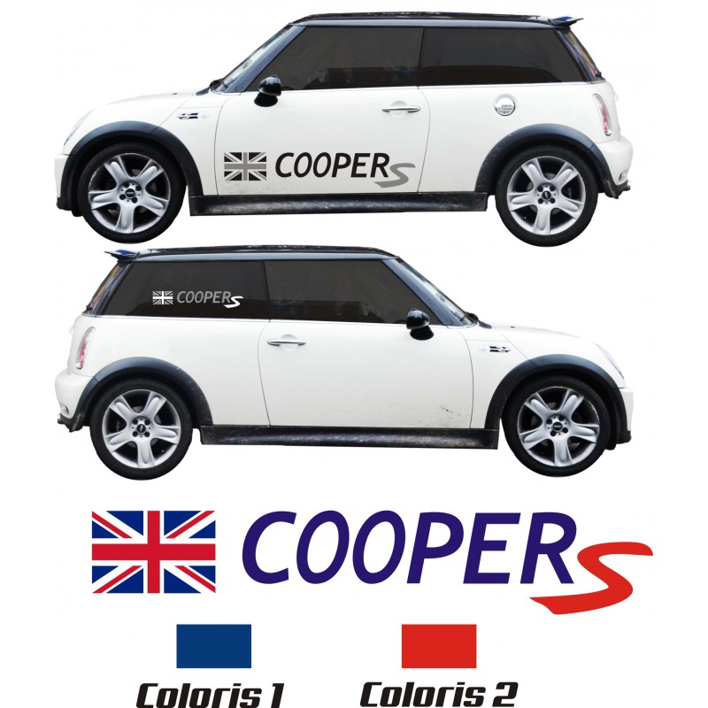 Sticker Cooper S + drapeau