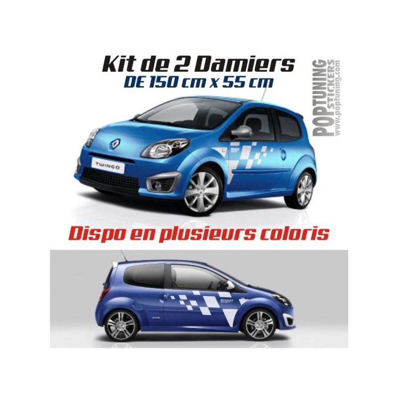 Kit 2 stickers Damiers Renault RS - 150 x 55 cm