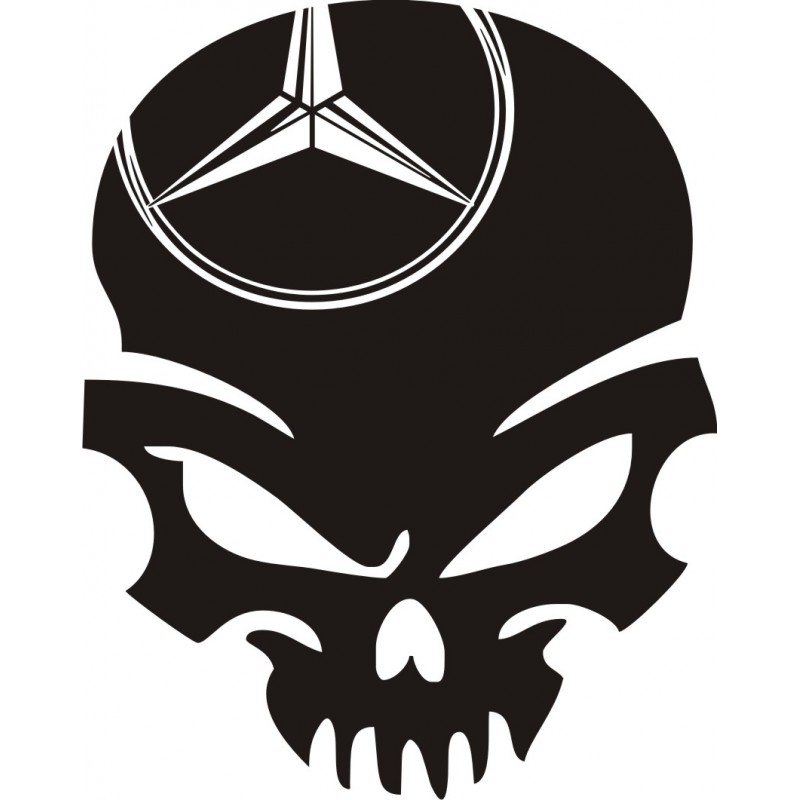 Sticker Crâne Mercedes - Coloris et Taille au choix
