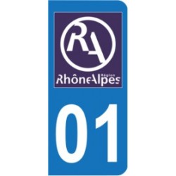 Sticker immatriculation 01 - Nouveau logo Rhône Alpes