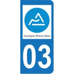 Sticker immatriculation 03 - Allier - Nouvelle région Auvergne-Rhône-Alpes