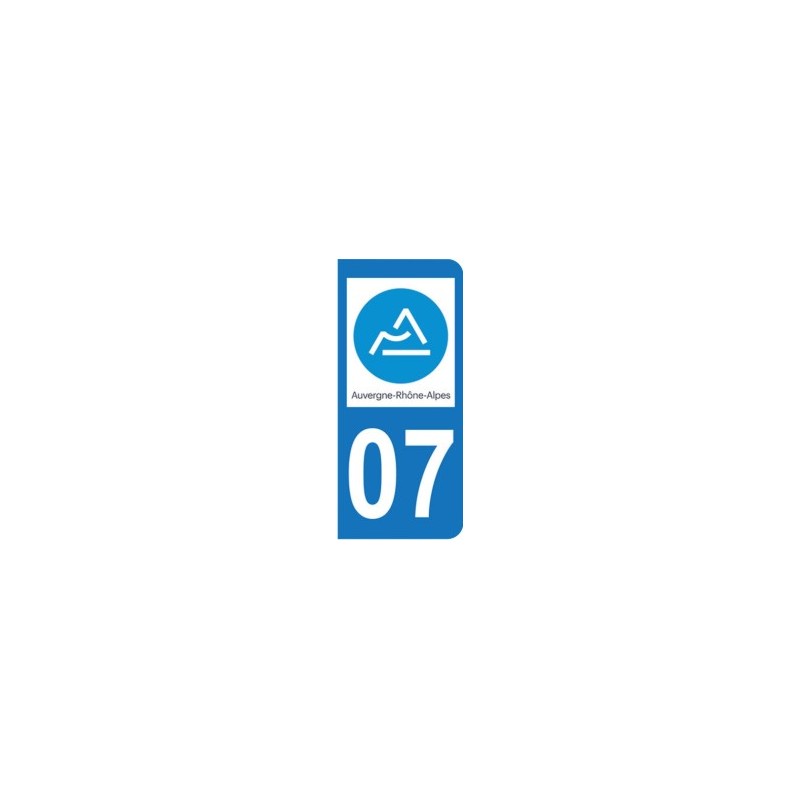 Sticker immatriculation 07 - Ardèche - Nouvelle région Auvergne-Rhône-Alpes