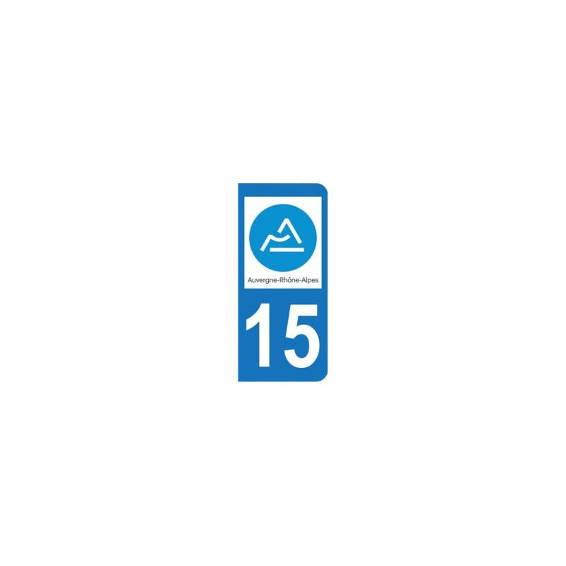 Sticker immatriculation 15 - Cantal - Nouvelle région Auvergne-Rhône-Alpes