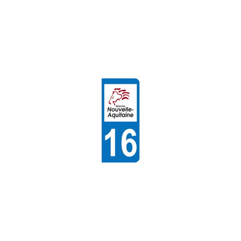 Sticker immatriculation 16 - Nouvelle Aquitaine