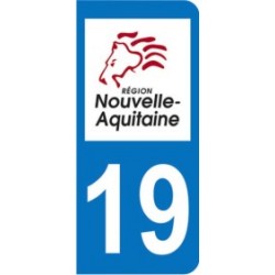Sticker immatriculation 19 - Nouvelle Aquitaine