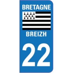 Sticker immatriculation 22 - Côtes d'Armor