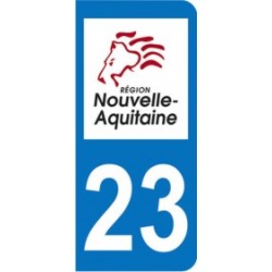 Sticker immatriculation 23 - Nouvelle Aquitaine