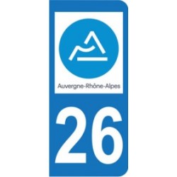Sticker immatriculation 26 - Drôme - Nouvelle région Auvergne-Rhône-Alpes