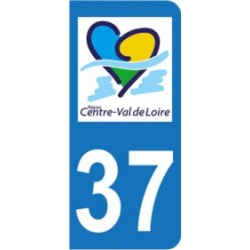 Autocollant plaque immatriculation 37 - Centre - Val de Loire