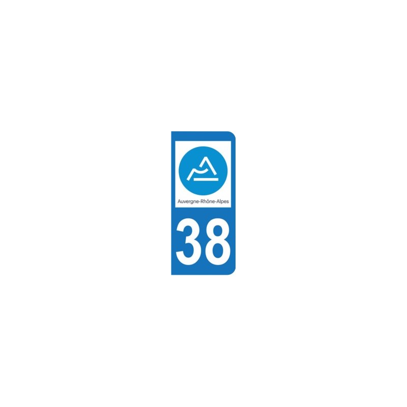 Sticker immatriculation 38 - Nouvelle région Auvergne-Rhône-Alpes