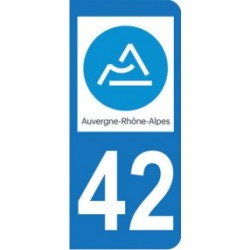 Sticker immatriculation 42 - Loire - Nouvelle région Auvergne-Rhône-Alpes