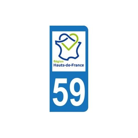 Autocollant Département 59 Nord Pour Plaque Immatriculation – Logo Hauts-de-France – Dimension 60x30 Mm – Pour Moto, Scooter