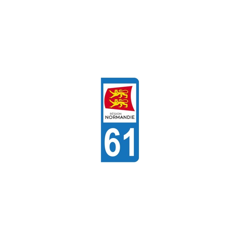 Sticker immatriculation 61 - Nouvelle région Normandie