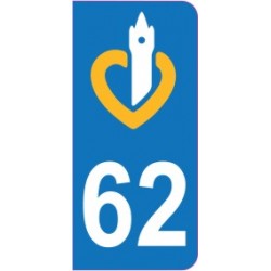 Sticker immatriculation 62 - Pas de Calais