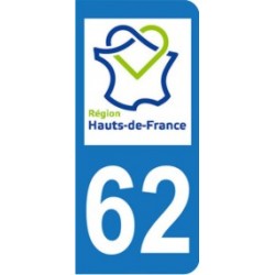 Sticker immatriculation 62 - Nouvelle région Hauts-de-France