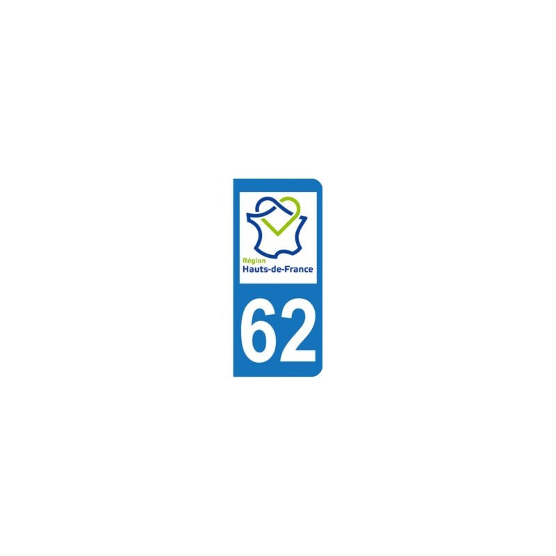 Sticker immatriculation 62 - Nouvelle région Hauts-de-France