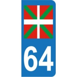 Sticker immatriculation 64 - Drapeau pays basque / Euskal Herria