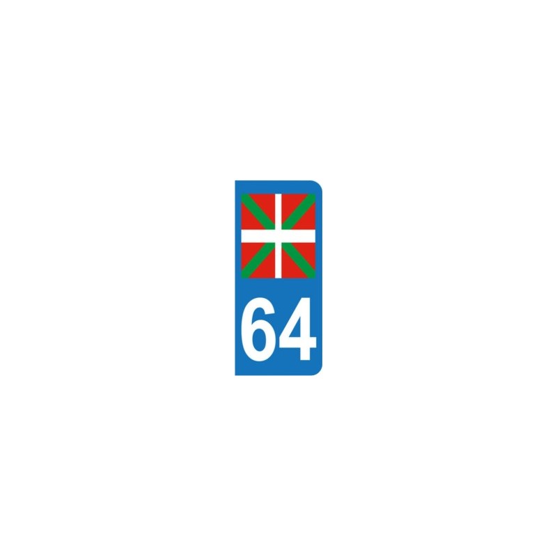 64 Euskal Herria sticker auto Pays Basque autocollant plaque immatriculation 