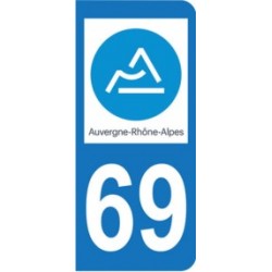 Sticker immatriculation 69 - Rhône - Nouvelle région Auvergne-Rhône-Alpes