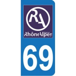 Sticker immatriculation 69 - Nouveau logo Rhône Alpes