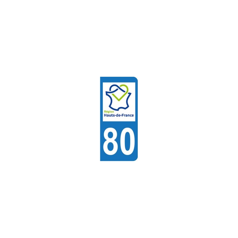Sticker immatriculation 80 - Nouvelle région Hauts-de-France
