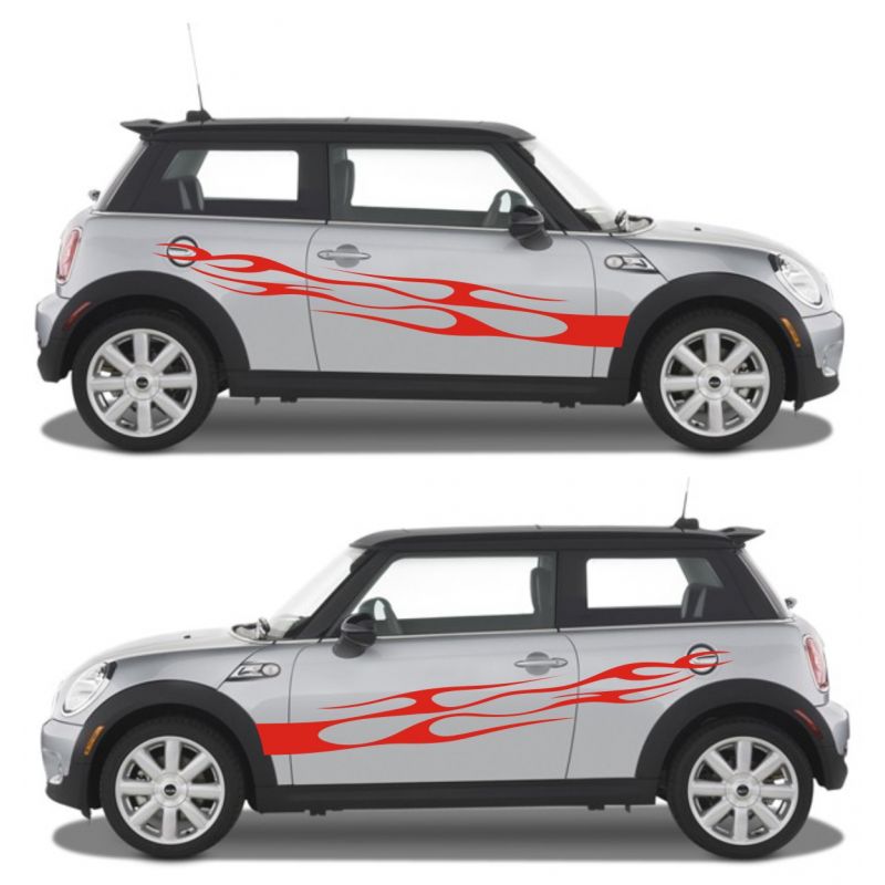 Adhésif déco voiture personnalisé flaming - Kit 2 Stickers