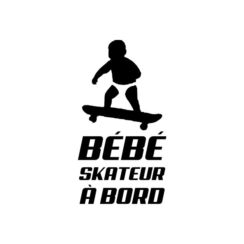 bébé skateur avec sa planche de skate interdite à bord - vitre ou carrosserie