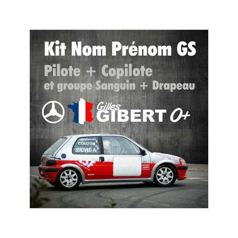 Kit lettrage adhésif nom pilote - copilote - pour véhicule de Rallye