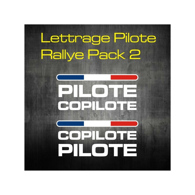 Lettrage Pilote Rallye Pack 2 - personnalisable