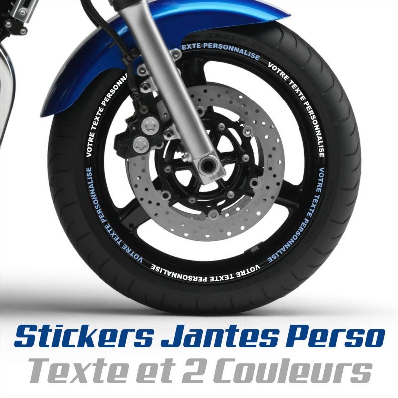 Stickers de jantes personnalisable 3 pour moto -Texte répété