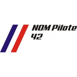 kit 2 stickers drapeau Francais Nom Pilote + Numéro Course