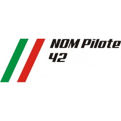 kit 2 stickers drapeau Italien Nom Pilote + Numéro Course