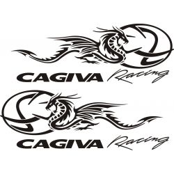 2 Stickers autocollants Dragon Cagiva
